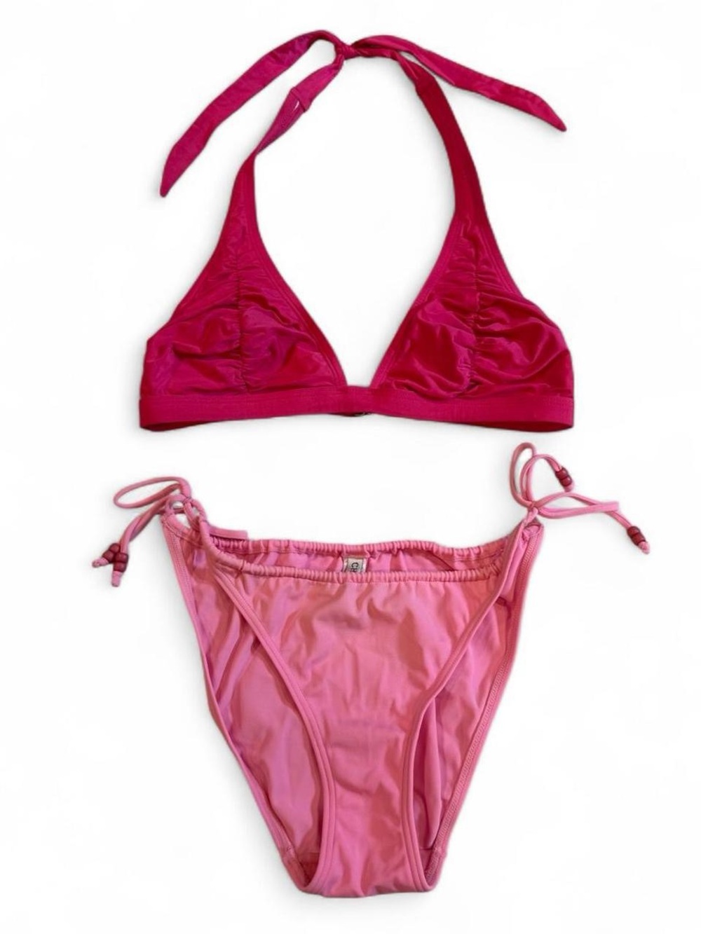 Vintage Two-Piece Pink Halter Bikini - Mix of Hot Pink & Light Pink